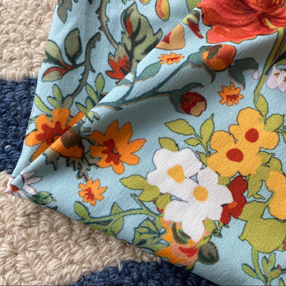 🌼 ZARA BOHO BLUE ORANGE FLORAL HIGH WAIST PANTS/LEGGINGS! - Picture 8 of 13